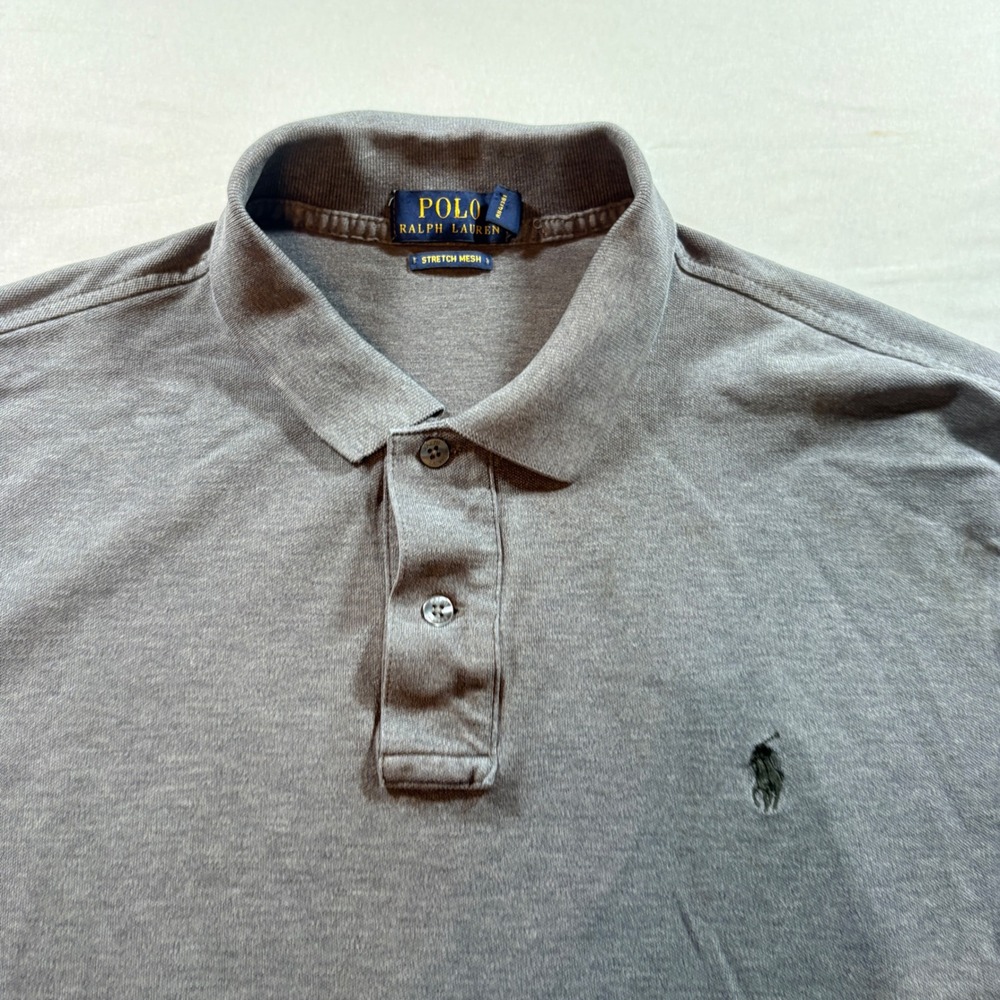 Polo Ralph Lauren Polo Shirt Mens XL Gray Stretch Mesh Short Sleeve Classic Fit